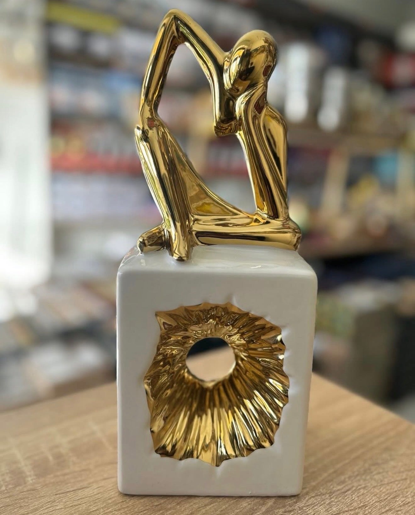 Golden Thinking Man Ceramic Figurine