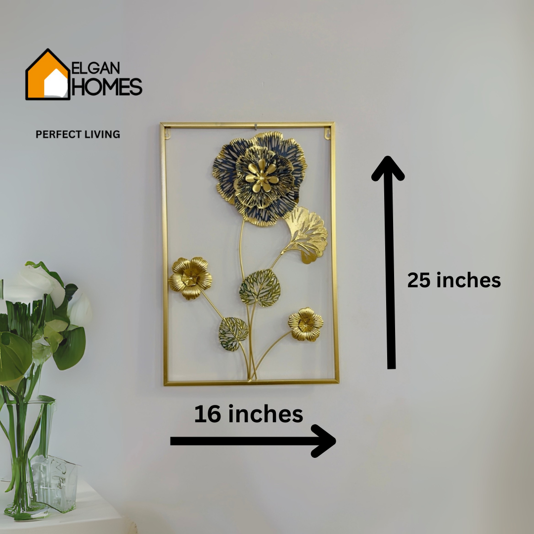 Golden Floral Metal Frame Wall Art