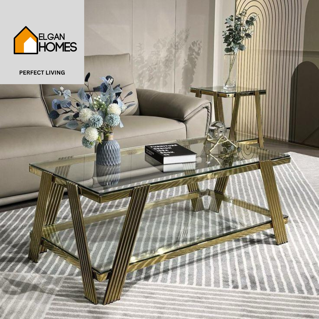 Golden premium stainless steel coffe table with mirror top