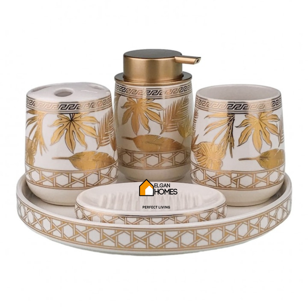 Vintage-Style 5-Piece Ceramic Bathroom Set