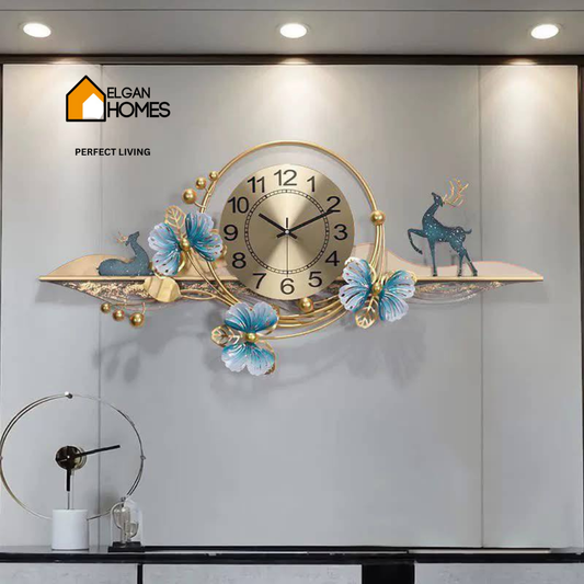 Imported Large deer Metal wall clock and decor
