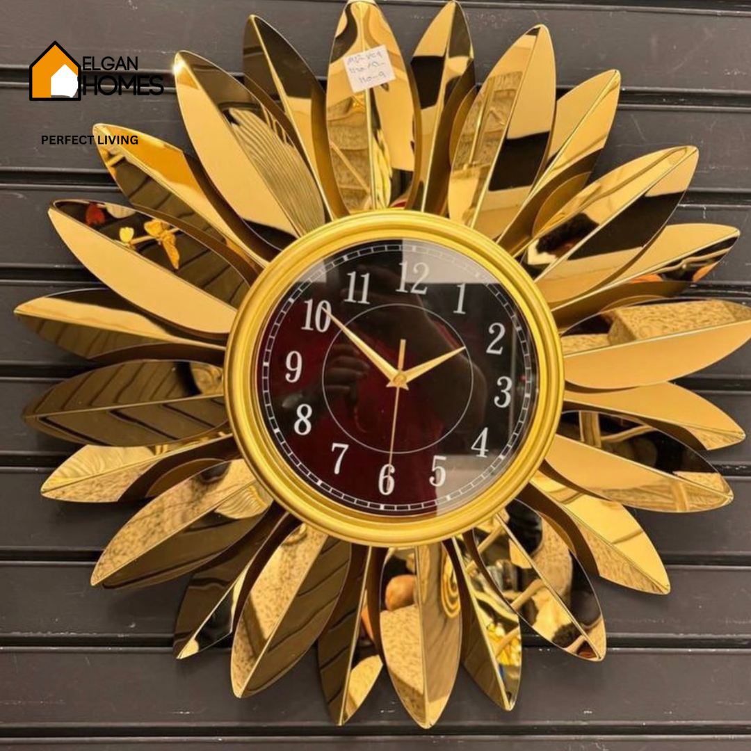 Golden Sunflower Round Imported Wall Clock