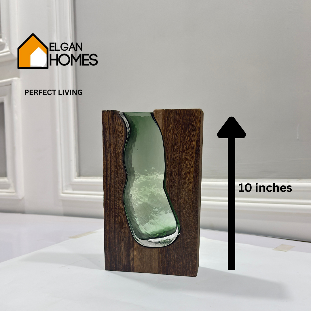 Rustic Wood & Glass Fusion Vase