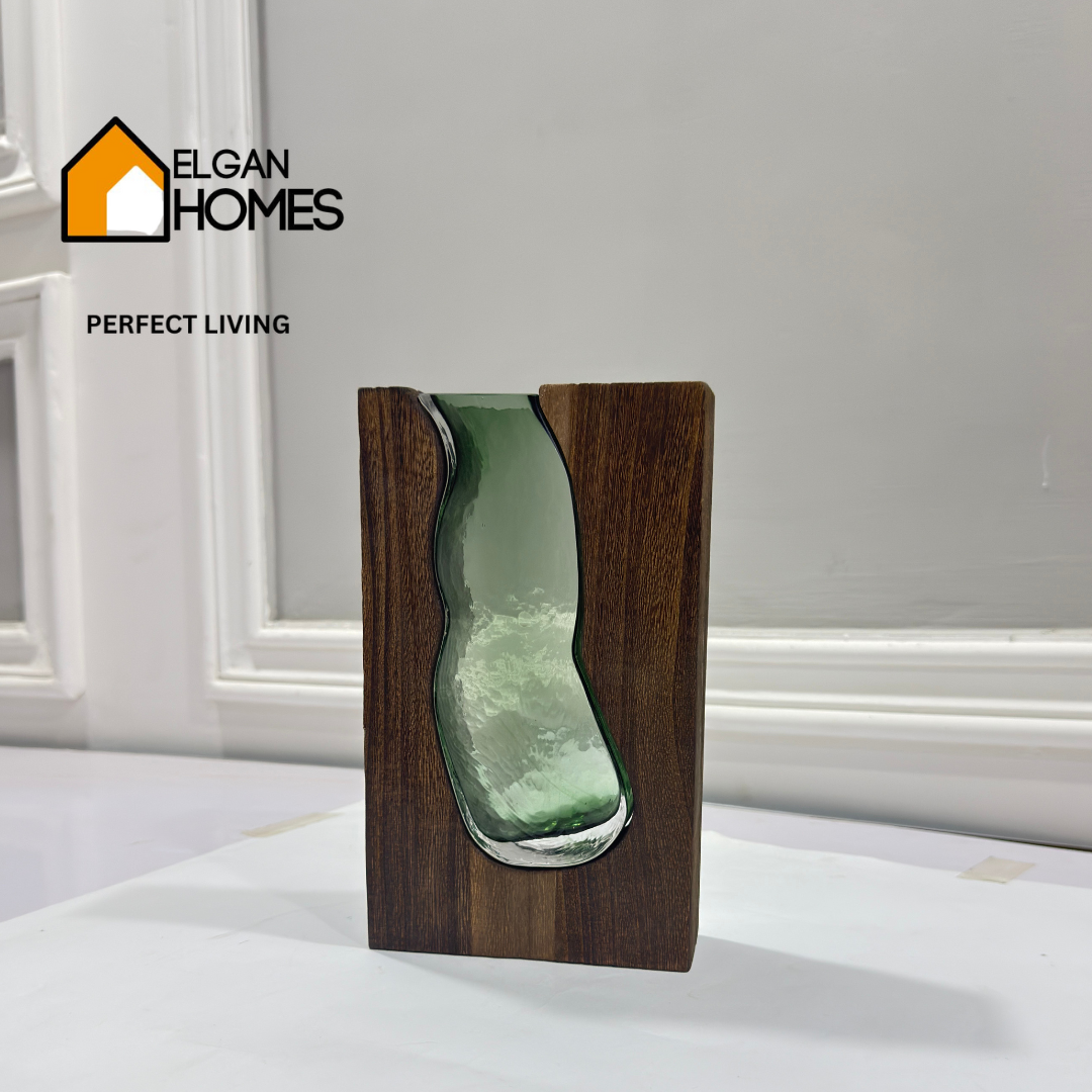 Rustic Wood & Glass Fusion Vase