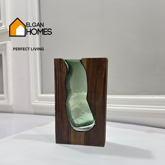 Rustic Wood & Glass Fusion Vase