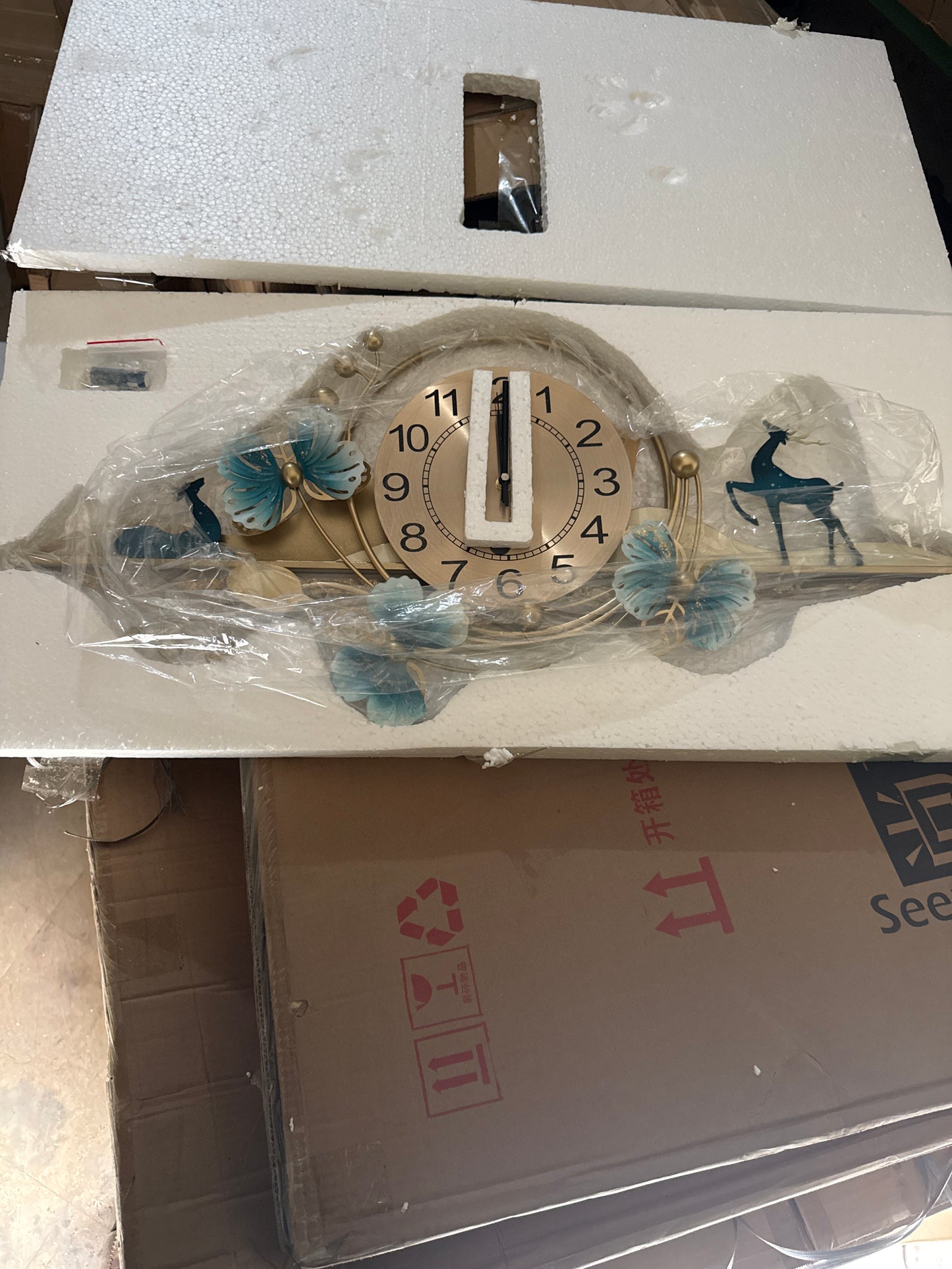 Imported Large deer Metal wall clock and decor