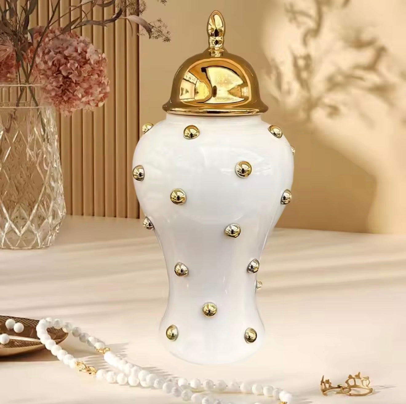 Imported Ginger Golden Ceramic Candy Jar