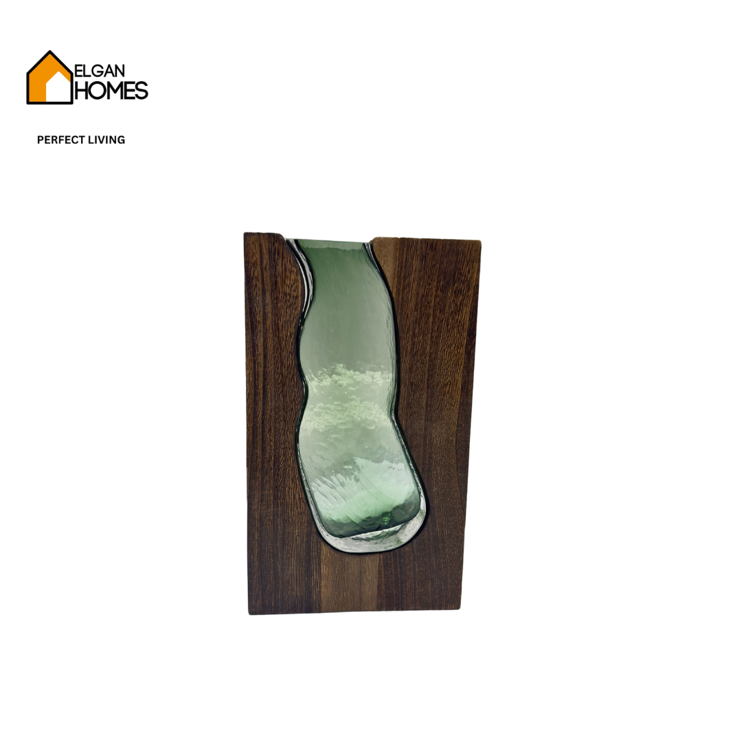 Rustic Wood & Glass Fusion Vase