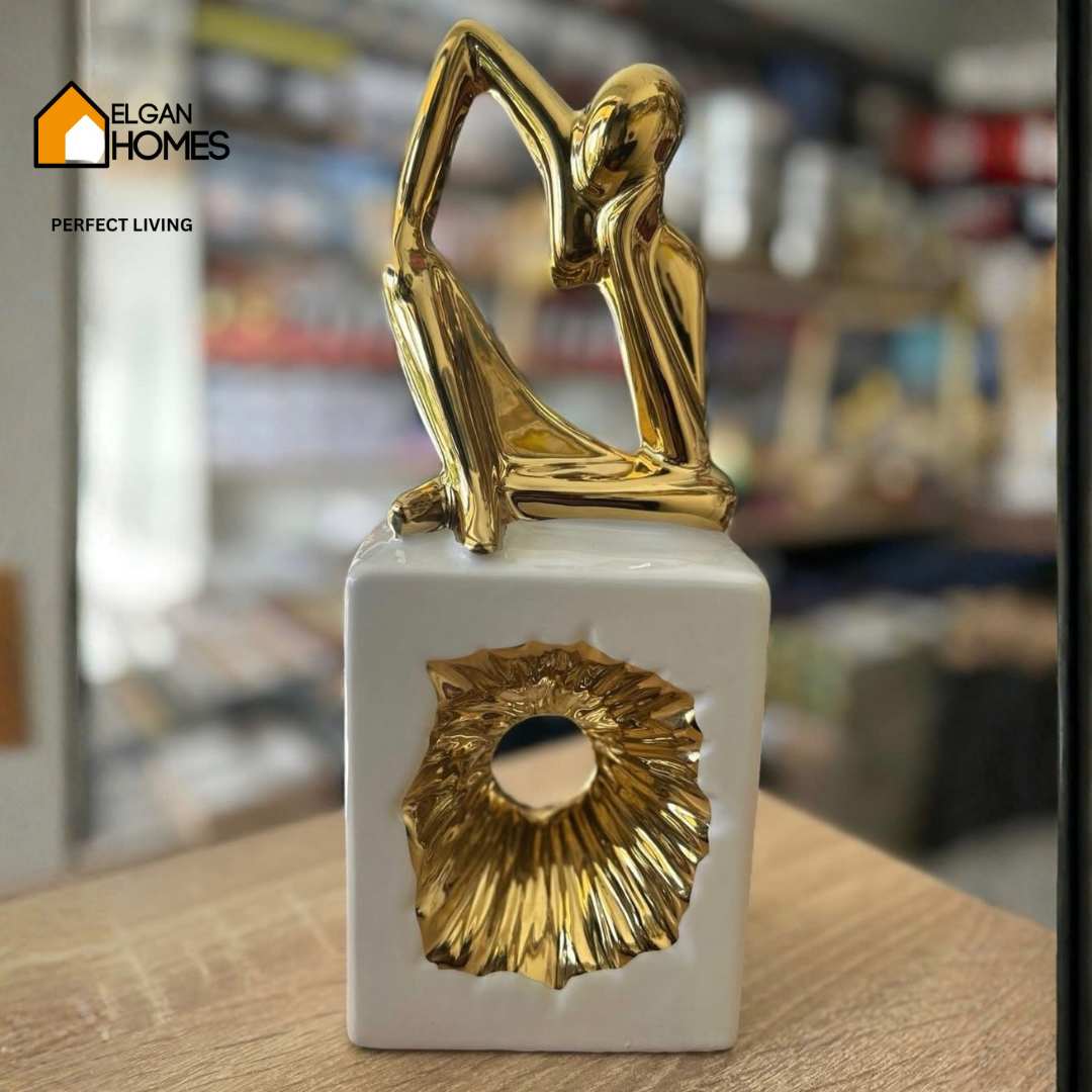 Golden Thinking Man Ceramic Figurine