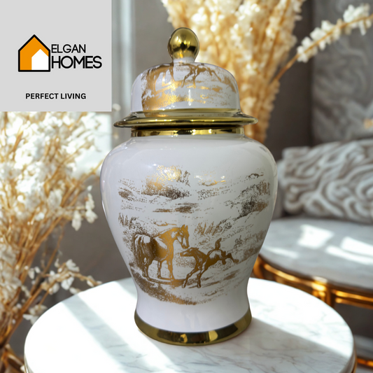 Premium Candy Jar with Printed Horses Design
