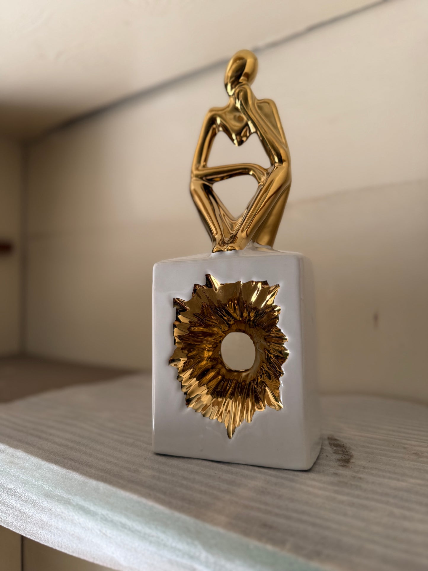 Golden Thinking Man Ceramic Figurine