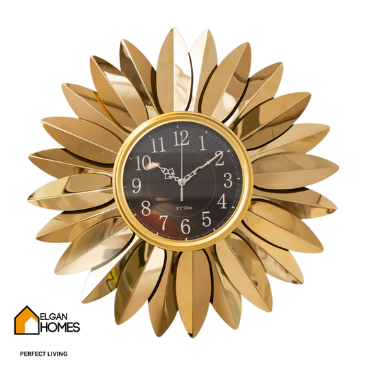 Golden Sunflower Round Imported Wall Clock