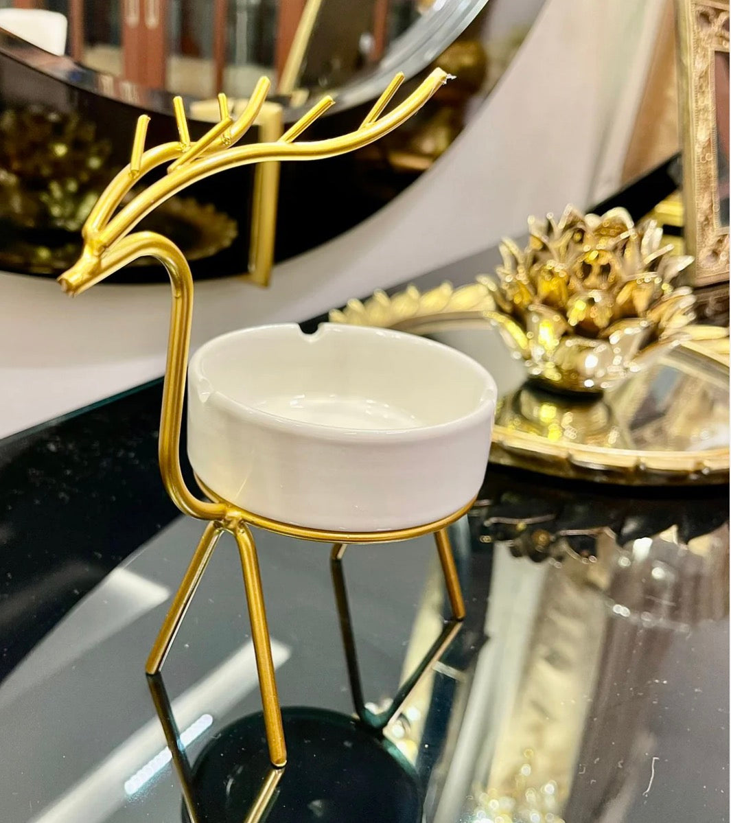 Golden and ceramic Ash Tray