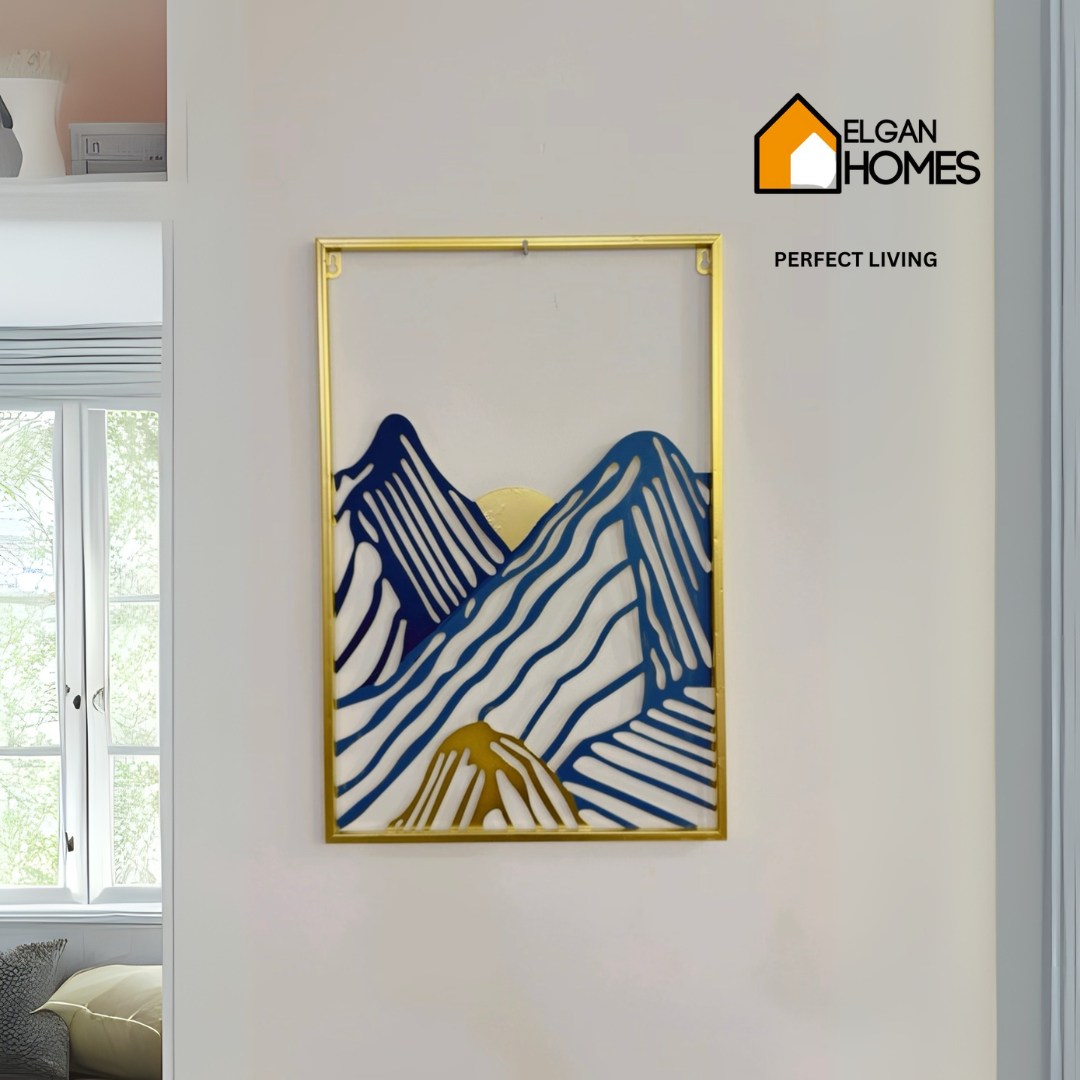 Golden Frame Abstract Mountain Wall Art