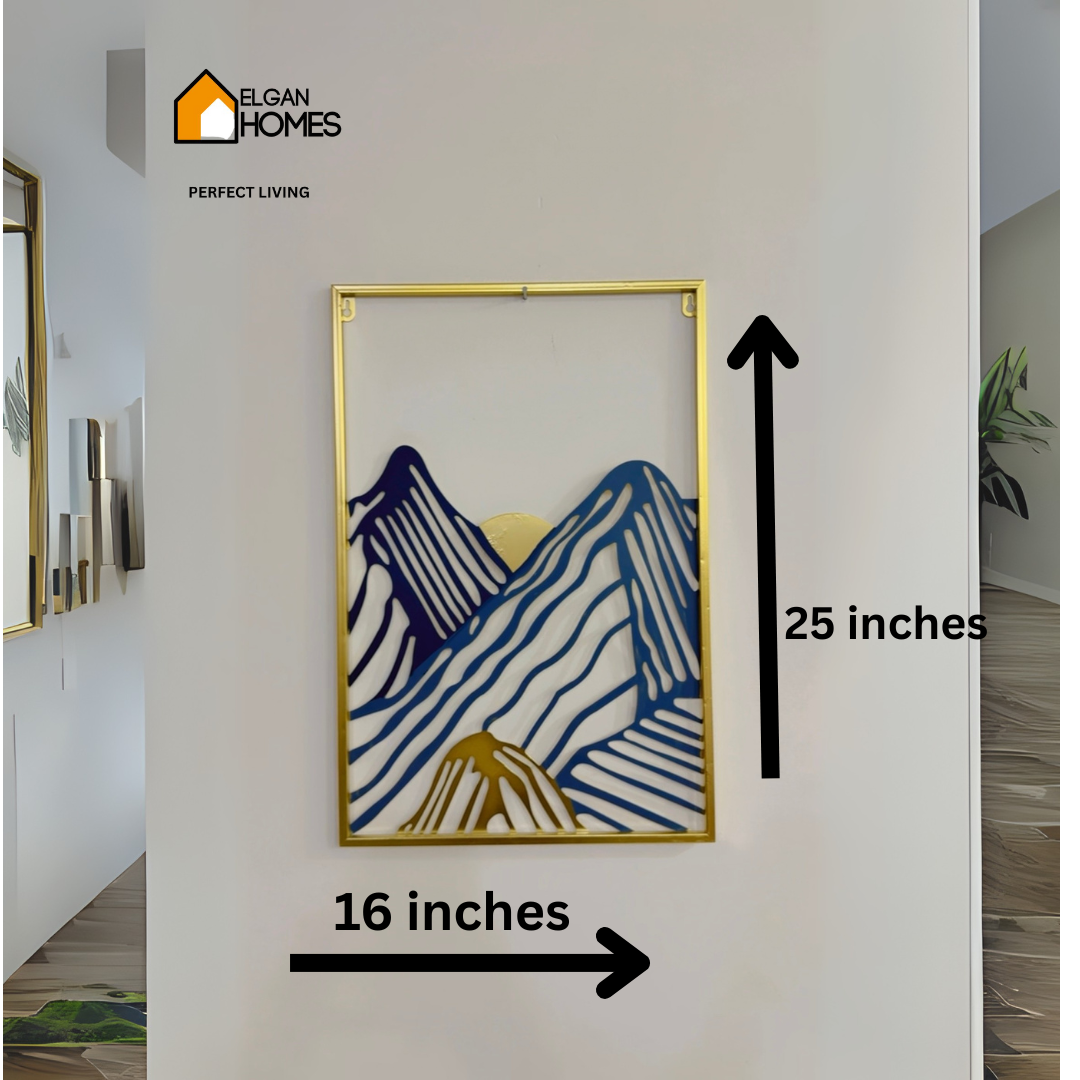 Golden Frame Abstract Mountain Wall Art