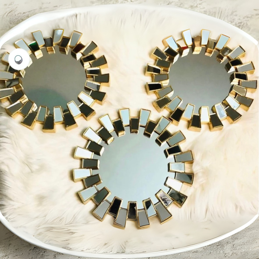 Golden rectangle Wall Mirror Set – Elegant Home Décor 3 pieces .