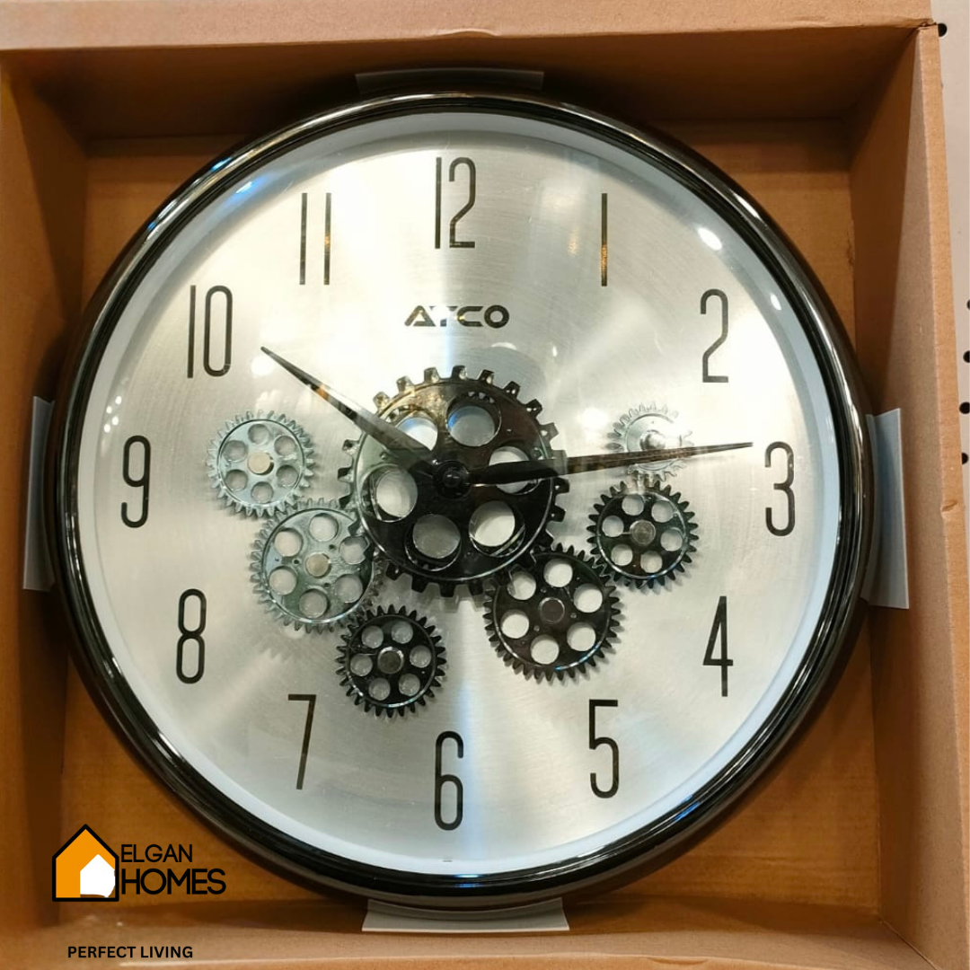 Premium black and Silver moving gear wall clock