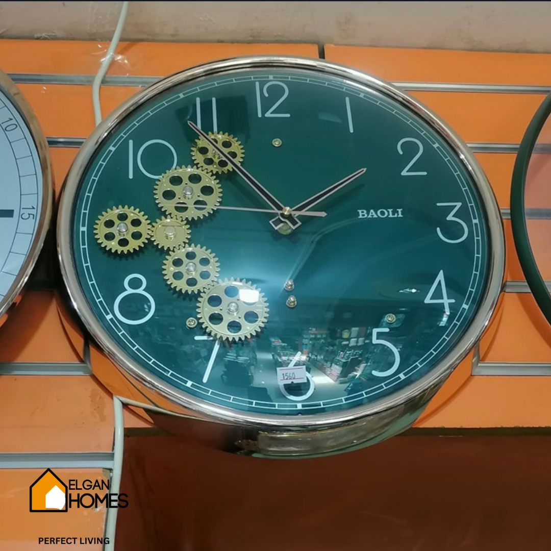 Baoli orignal Dark Green with Golden Border Moving Gear Wall Clock
