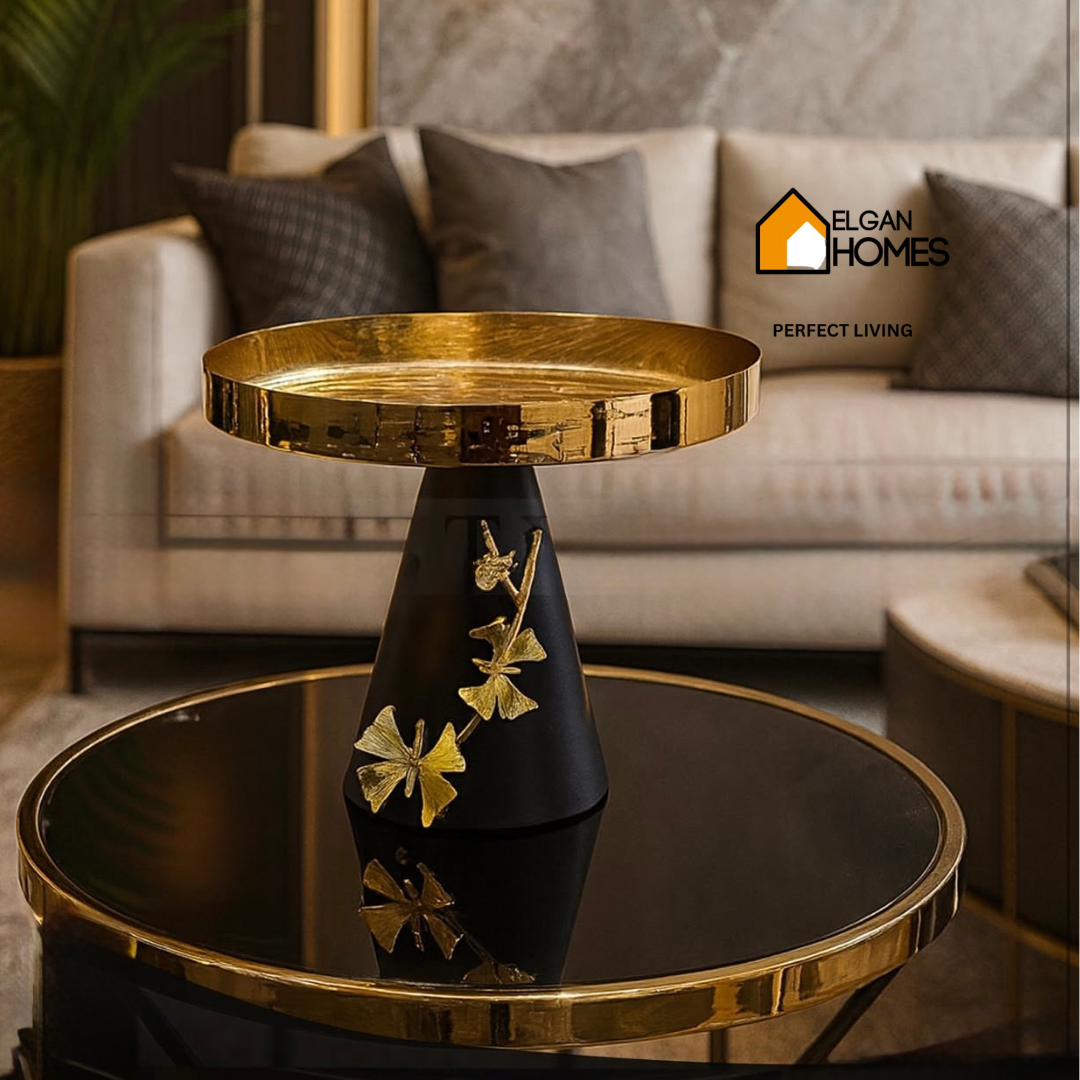 Luxury Black & Gold Floral Decorative Stand Large size
