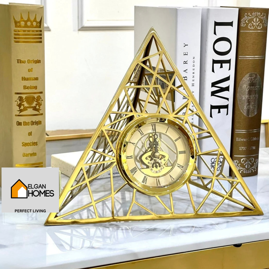 Golden Pyramid Gear Table Clock