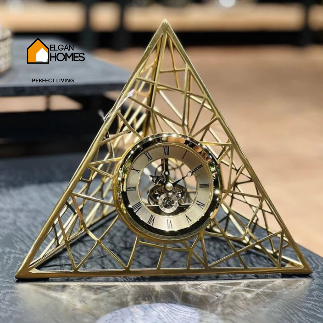 Golden Pyramid Gear Table Clock