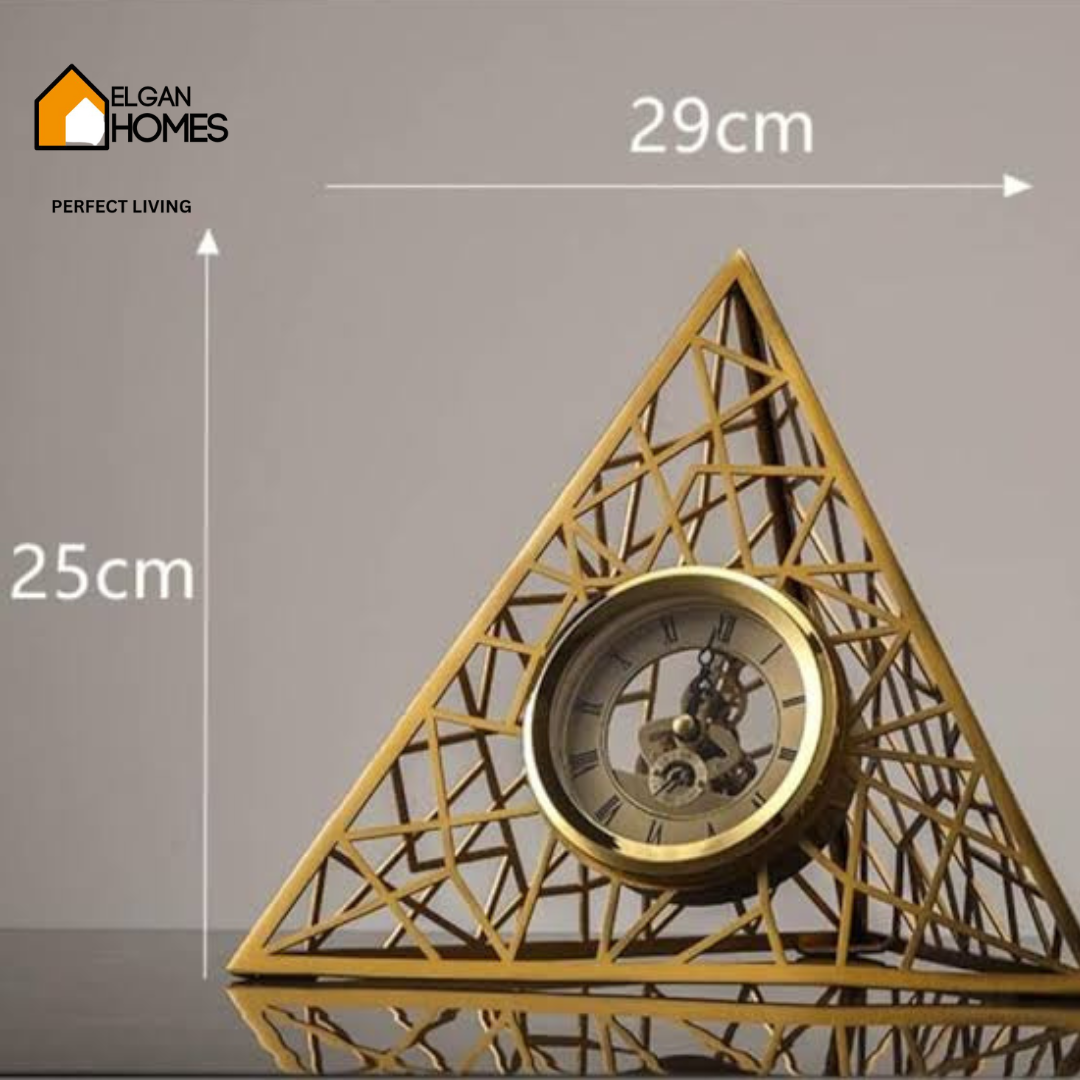 Golden Pyramid Gear Table Clock