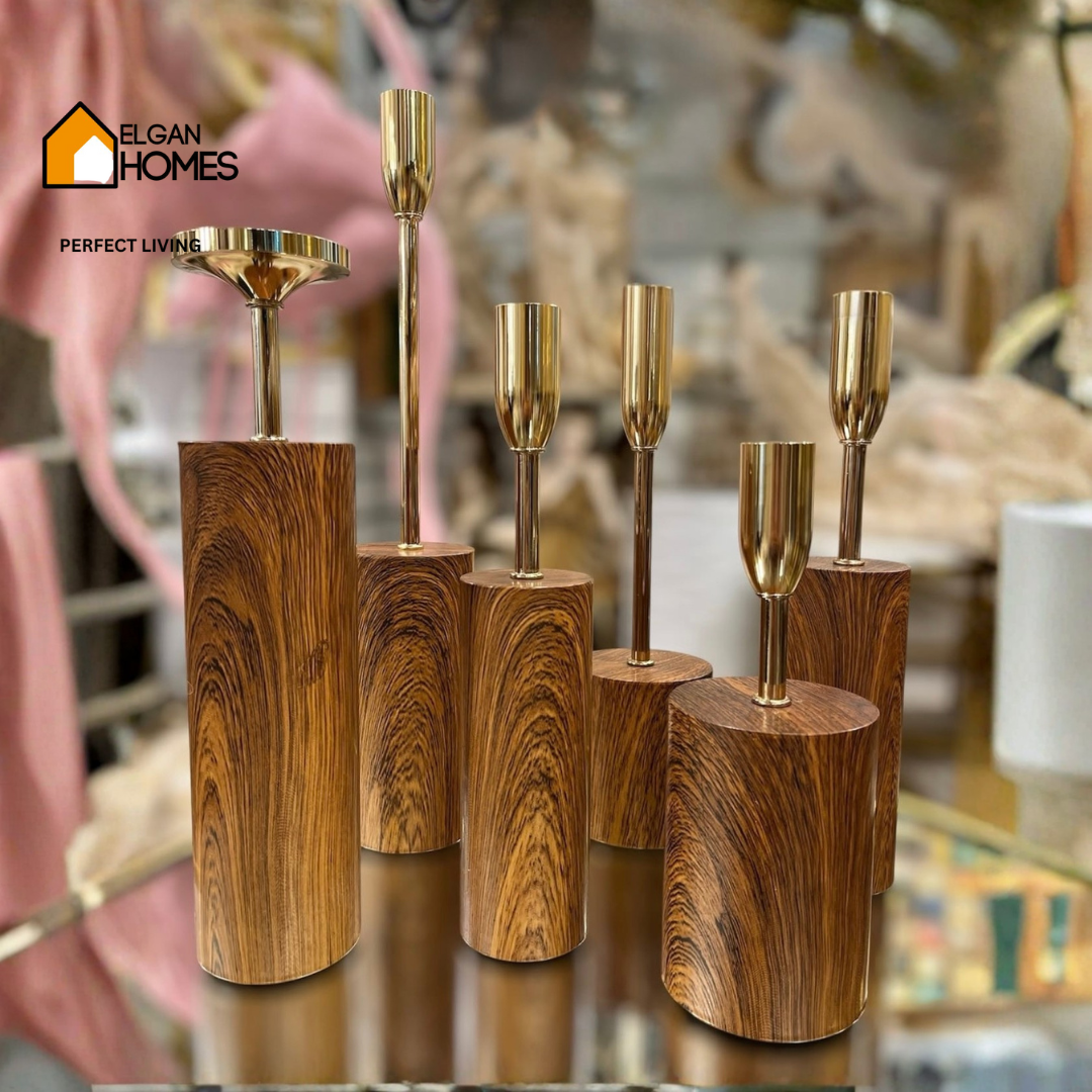 Luxury Wooden Style Candle Stand 6 pieces
