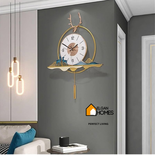 Modern Imported Metal Deer Clock