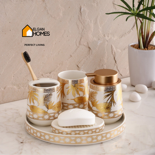 Vintage-Style 5-Piece Ceramic Bathroom Set