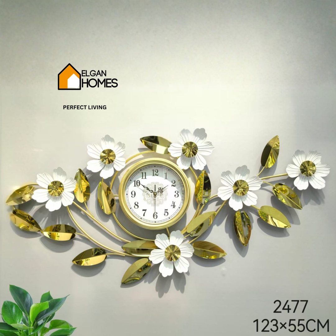 Imported Premium Metal Floral Decor With Clock