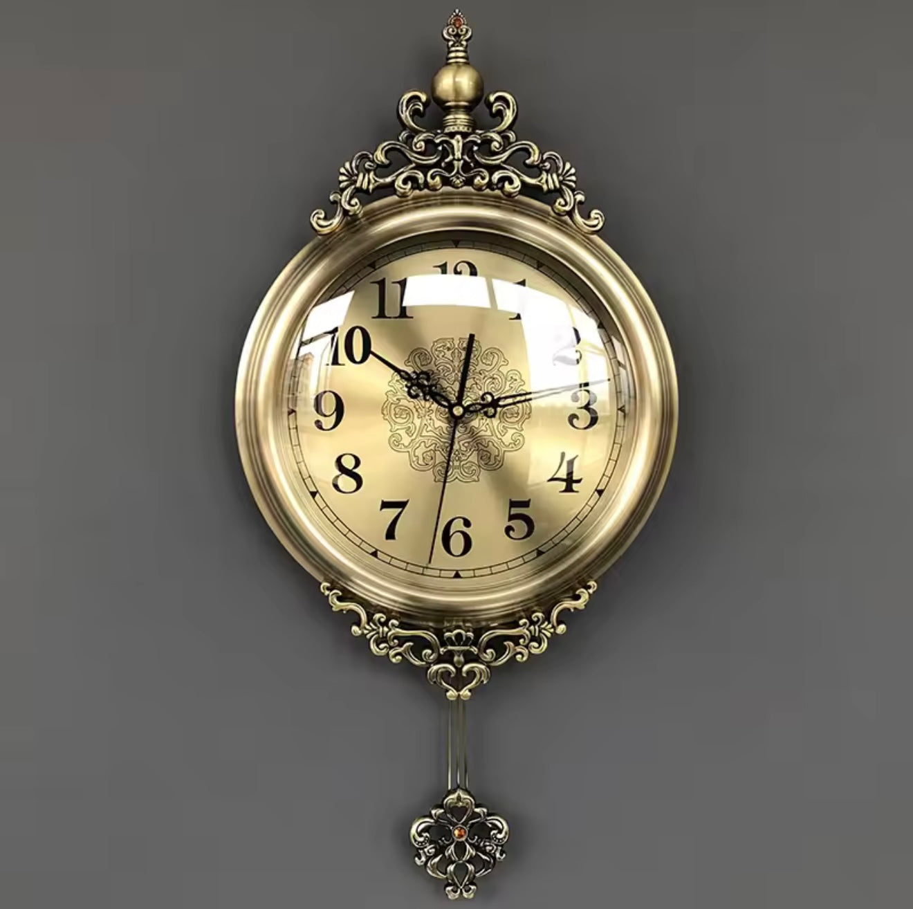 Baoli Snail Pendulum Wall Clock, Brown Solid Wood, Vintage Style, Battery Operated Silent Quartz Movement, for Indoor Time Piece