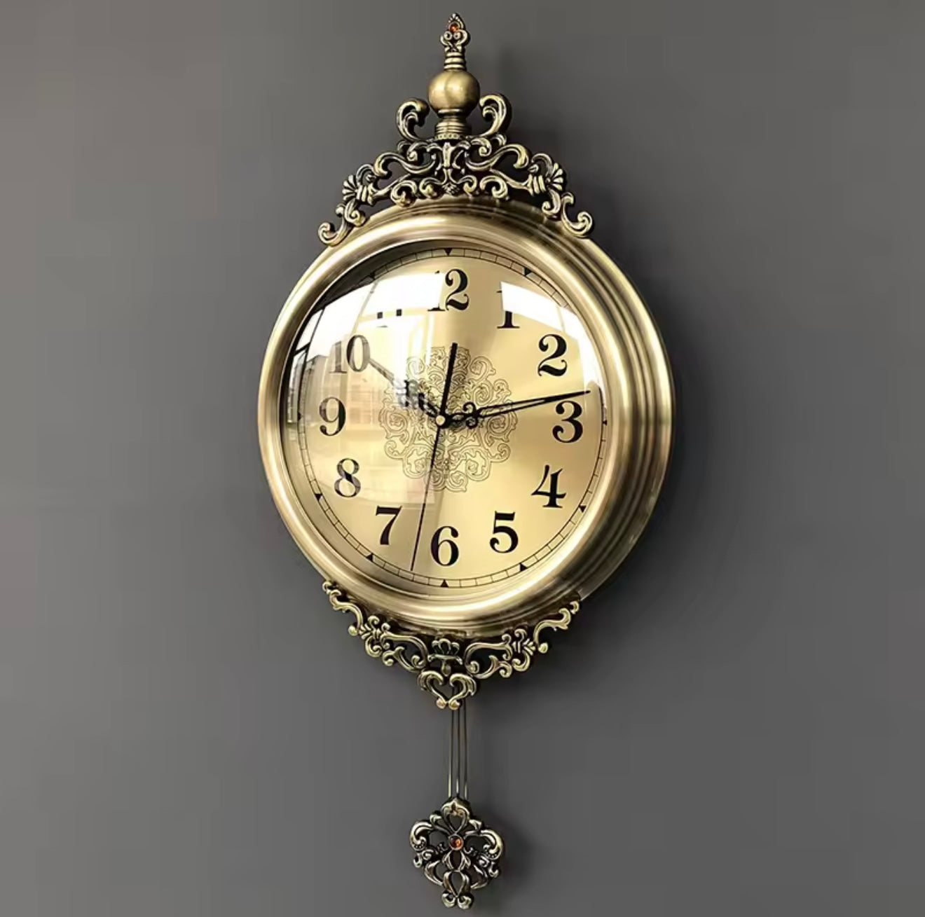Baoli Snail Pendulum Wall Clock, Brown Solid Wood, Vintage Style, Battery Operated Silent Quartz Movement, for Indoor Time Piece