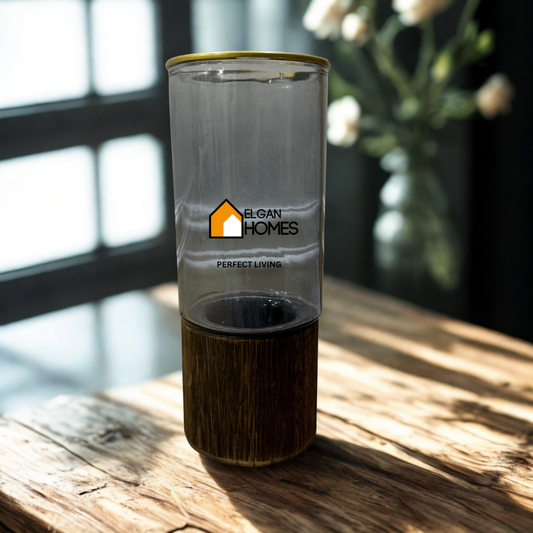 Minimalist Tube Vase with Wooden Base