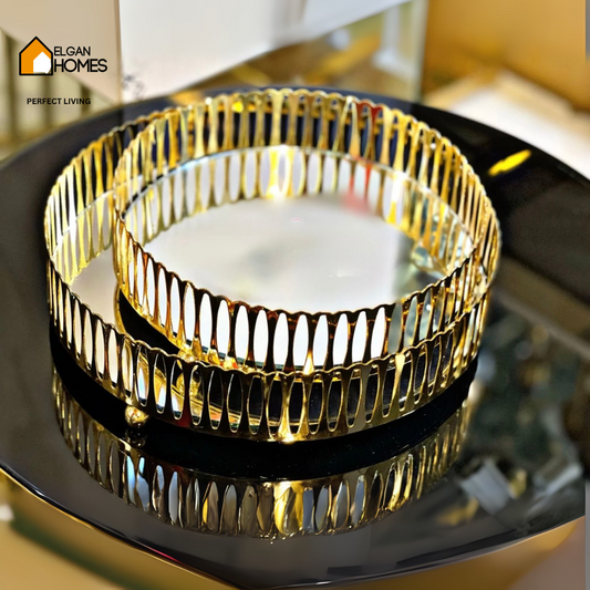 Golden Mirror Tray – Luxurious Decorative Accent