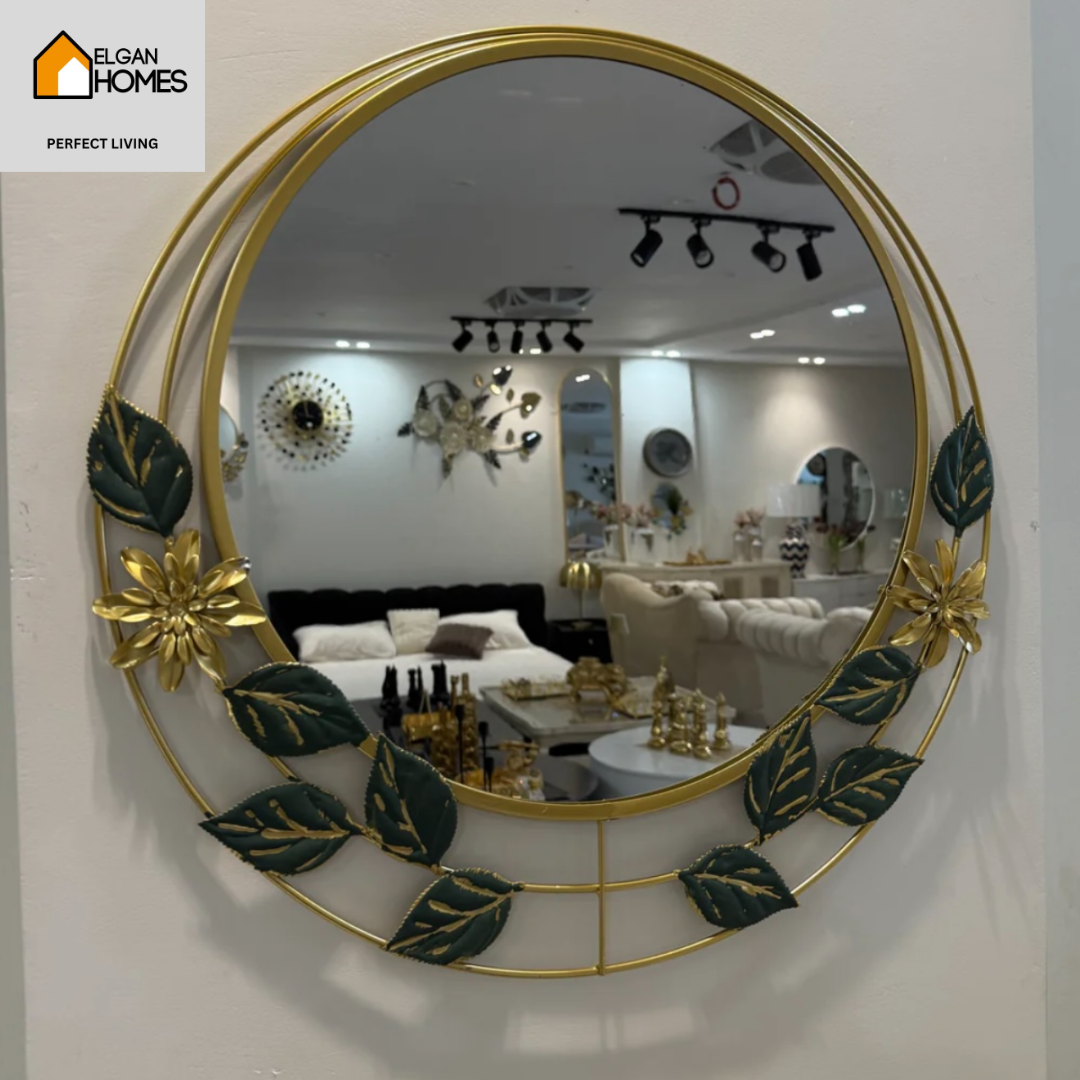 Large Golden Metal Wall Mirror