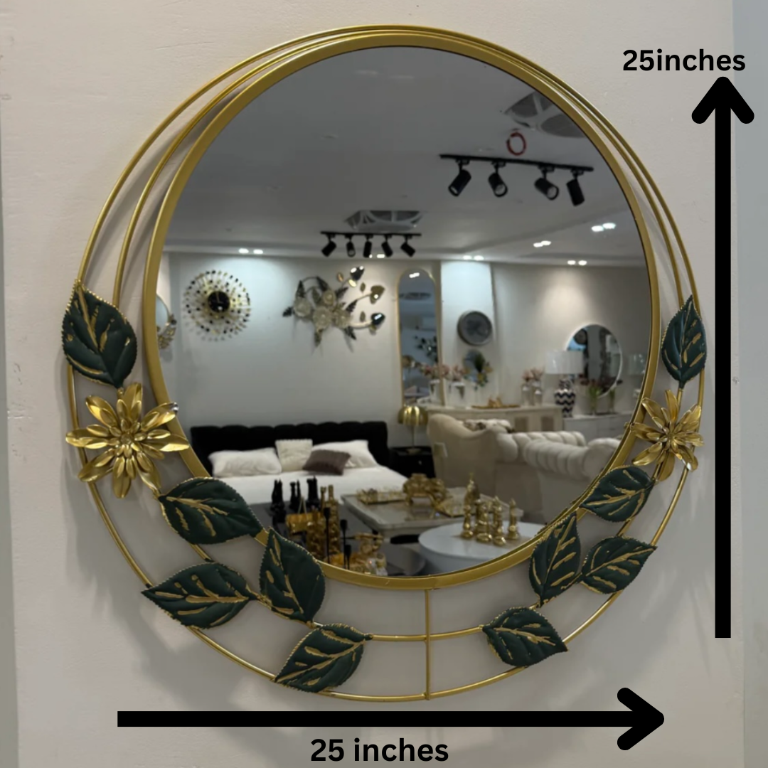 Large Golden Metal Wall Mirror