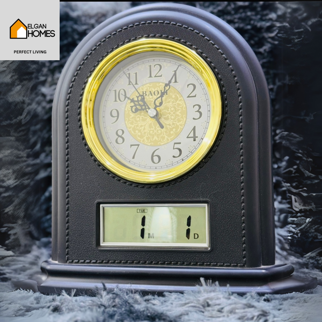 Black Baoli Bedside Table Clock – Sophisticated Design with Modern Functionality