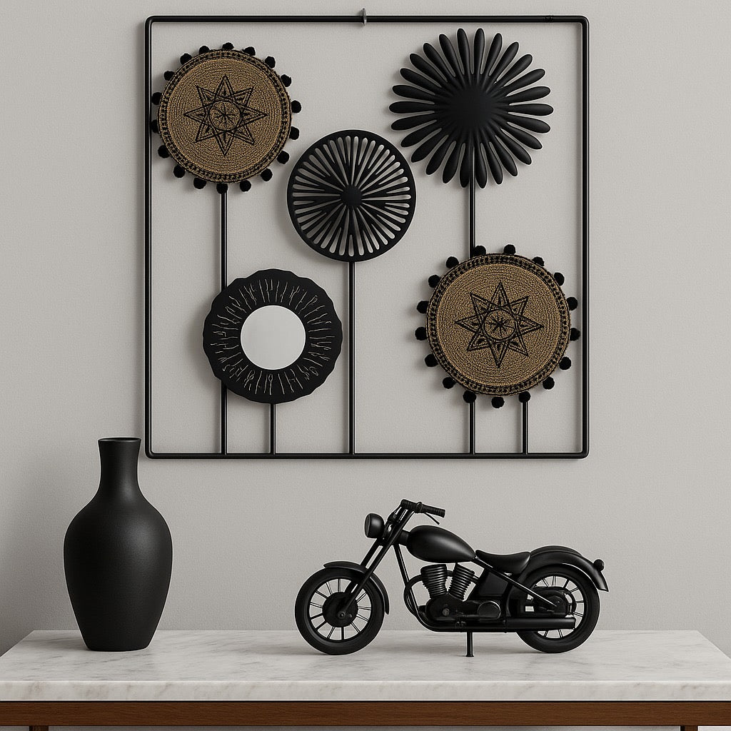 Modern Boho Wall Decor Frame – 5 Circle Elements