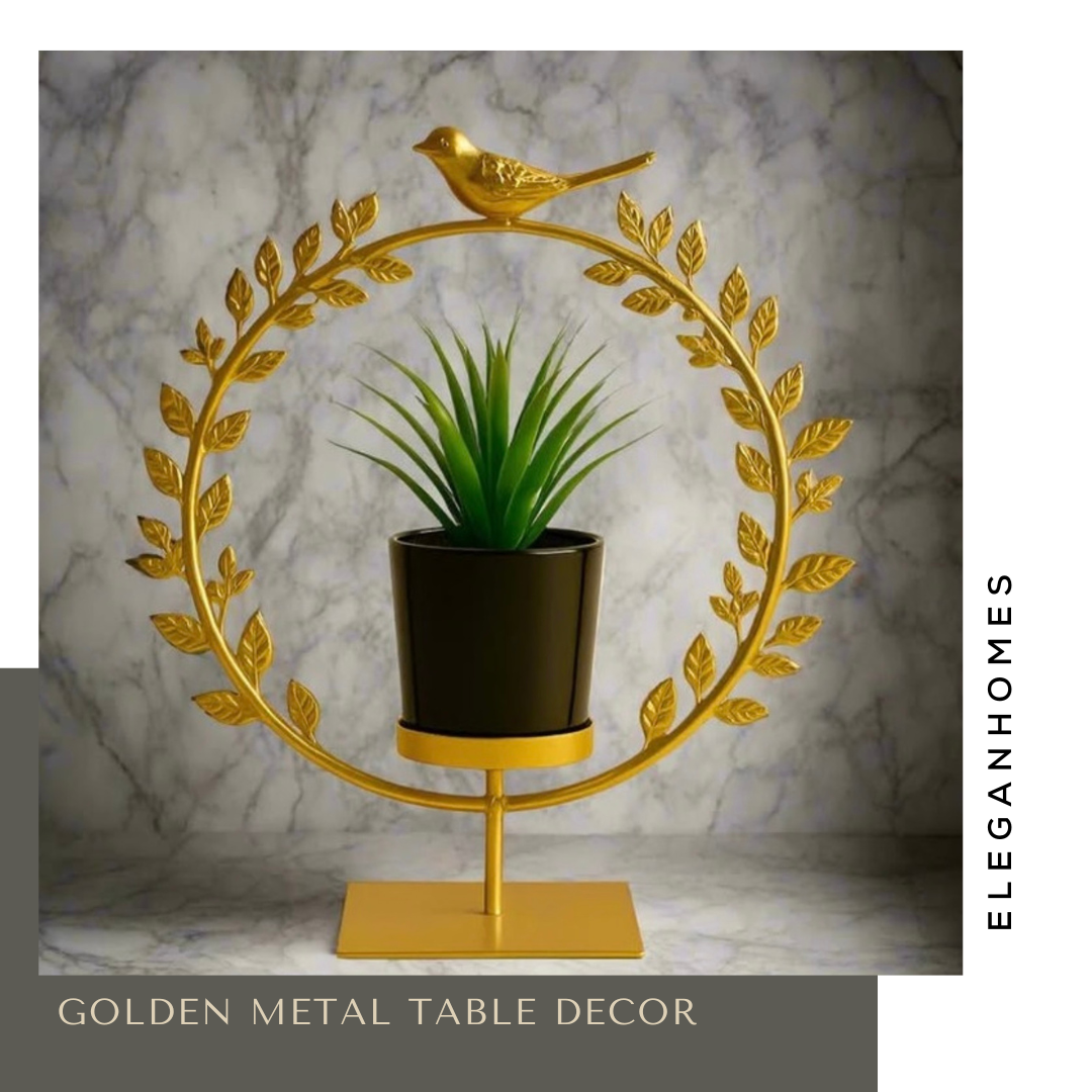 Golden Metallic Floral Sparrow Planter.